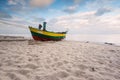 Fishing boat on beach. Beautiful landscape Royalty Free Stock Photo