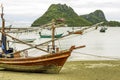Fishing boat on the beach. Fishermen is a career that has been popular in the seaside city of Thailand