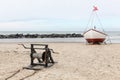 Fishing boat on the beach in Lonstrup Royalty Free Stock Photo