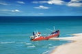 Fishing boat beached