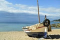 Fishing boat beached in Lloret de Mar, Spain