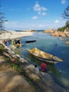 Fishing boat berthing at river