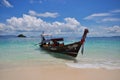 Fishing boat in blue calm sea