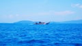 Fishing boat on the blue sea ,southern of Thailand ,Krabi province Royalty Free Stock Photo