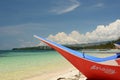 Fishing boat bow. Bulabog beach. Boracay Island. Western Visayas. Philippines Royalty Free Stock Photo