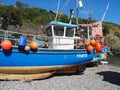 A fishing boat in Cadgwith in Cornwall in Great Britain