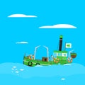 Cartoon Fishing Boat. Royalty Free Stock Photo