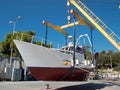 Fishing boat on crane