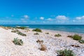 Fishing boat on a deserted beach