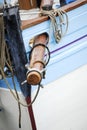 Fishing boat detail photo in the English port. Royalty Free Stock Photo