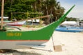 Fishing boat detail. Tulubhan beach. Boracay Island. Aklan. Western Visayas. Philippines Royalty Free Stock Photo