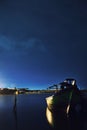 The fishing boat is docked at the Kejawanan harbor Royalty Free Stock Photo