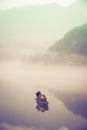 Fishing-boat on the Dongjiang Lake at dawn Royalty Free Stock Photo