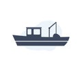 Fishing Boat engulf a fishing boat on the water logo design. Fishing boat silhouette. Sea travel transportation trawler. Royalty Free Stock Photo