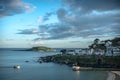 Fishing boat entering Looe harbour on the south coast of Cornwall Royalty Free Stock Photo