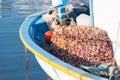 Fishing boat equipment detail: net, arts macro. Mediterranean sea Royalty Free Stock Photo