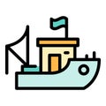 Fishing boat equipment icon color outline vector