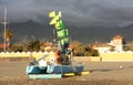 Fishing boat of a fisherman. ship stranded on the sandy beach