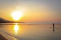 Fishing Boat with fisherman at Sunrise