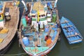 Fishing boat with fishing net, diesel tanks, cooking material in backwater, Anjarle, Kokan