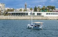 Fishing boat going to the harbor of Pasalimani, Piraeus Greece