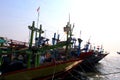 Fishing boat at the harbor dock in the afternoon Royalty Free Stock Photo