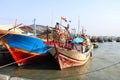 Fishing boat at the harbor dock in the afternoon Royalty Free Stock Photo
