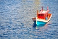 Fishing boat heading out to the gulf in the early morning. Royalty Free Stock Photo