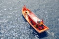 Fishing boat heading out to the gulf in the early morning. Royalty Free Stock Photo