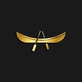 Fishing, boat, icon gold icon. Vector illustration of golden style