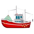 Fishing boat icon, industrial water transport symbol