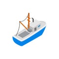 Fishing boat isometric 3d icon