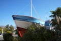 The fishing boat La Dorada, made famous in the 1980s TV series Verano Azul now in park in Nerja Spain