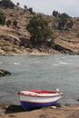 A fishing boat on Lake Titicaca Royalty Free Stock Photo
