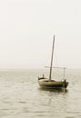 Fishing boat with a mast in sea Royalty Free Stock Photo