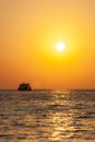 Fishing boat middle of the ocean Royalty Free Stock Photo