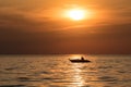 Fishing Boat on Mille Lacs at Sunset Royalty Free Stock Photo