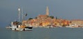 Fishing Boat moored up at Rovinj Croatia with Storm approaching. Royalty Free Stock Photo