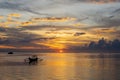 fishing boat with morning atmosphere on a beach in bali Royalty Free Stock Photo