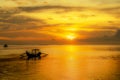 fishing boat with morning atmosphere on a beach in bali