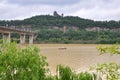 A Fishing-Boat in Muddy River Royalty Free Stock Photo