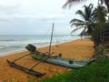 Fishing boat and net on the Indian Ocean coast