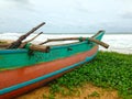 Fishing boat and net on the Indian Ocean coast