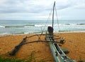 Fishing boat and net on the Indian Ocean coast