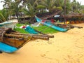 Fishing boat and net on the Indian Ocean coast