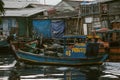 fishing boat in north jakarta fishing village, indonesia