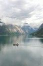 Fishing Boat in Norwegian Fjord Royalty Free Stock Photo