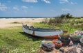 The fishing boat on the ocean coast. Royalty Free Stock Photo