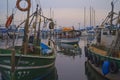 Fishing boat in the old port of the ancient city of Acre in northwest Israel