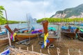 Fishing boat is parked nearly coast at Ban Hin Rom port, Thailand Royalty Free Stock Photo